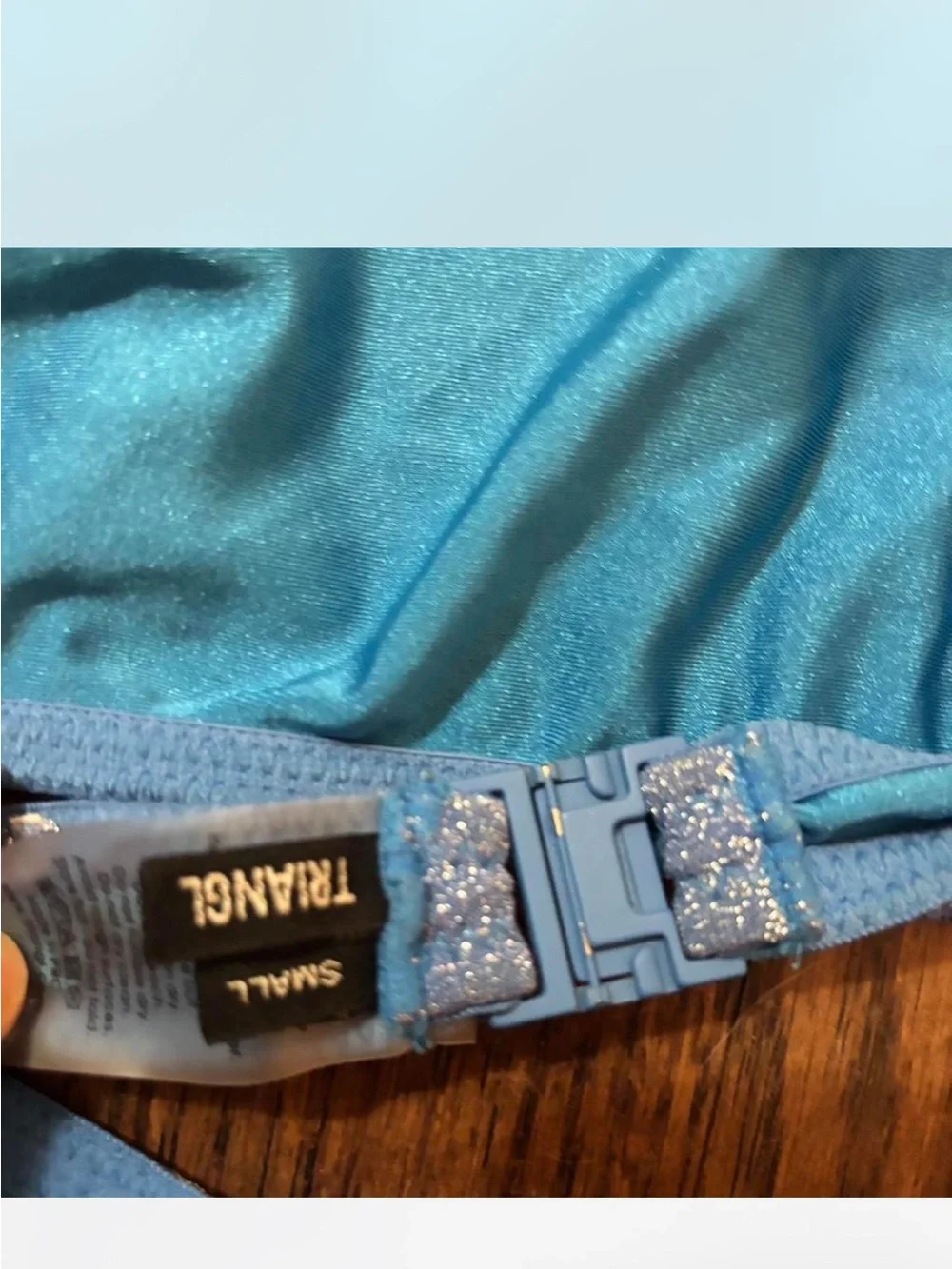 triangl swimwear Shimmery Aqua Blue Bikini Top with Glitter Hardware